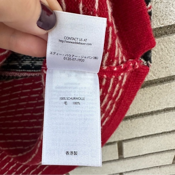 Vintage Eddie Bauer Women's Nordic Fair Isle Sweater Vest Lambswool Red Gray - Picture 5 of 10